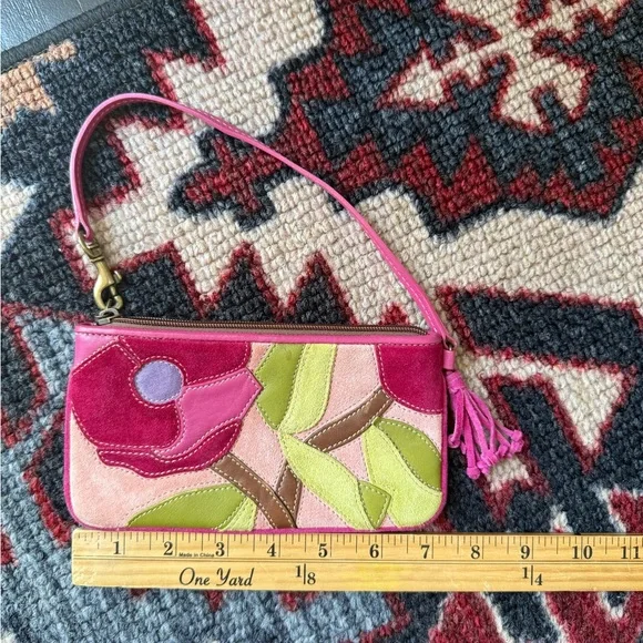 Coach RARE Suede and Leather Poppies for Peace Wristlet. - Picture 6 of 11